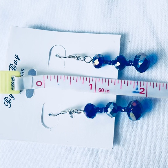 New Purple Blue Beads Dangling Earrings NY By The Bay - Picture 3 of 5
